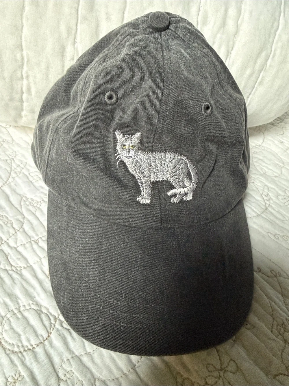 Adams Dark Gray Cat Embroidered Baseball Cap